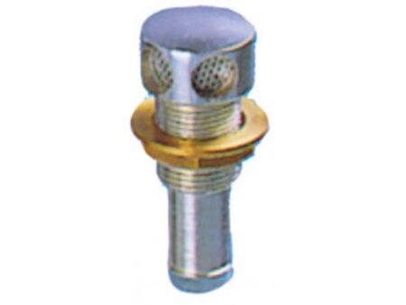 Verchroomd messing tankbeluchter recht 16 mm