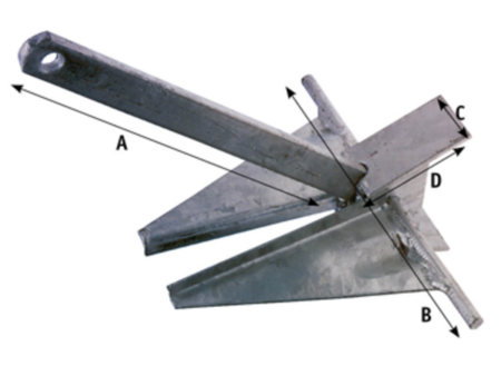Plaat anker Danforth, 4 kg
