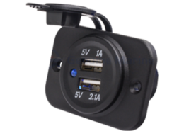 USB stopcontact zwart dubbel