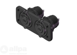 Waterdichte inbouwstekker, 2 x 12V