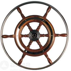 Klassiek stuurwiel mahonie met RVS hoepel