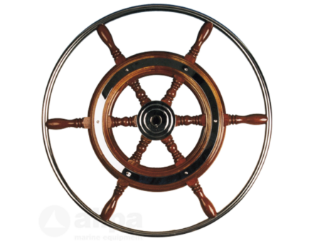 Klassiek stuurwiel mahonie met RVS hoepel