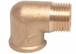 Messing bocht 90 graden 3/4" bi/bu