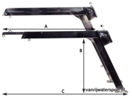 RVS 316 davit met vaste arm en uithouder - prijs per stuk