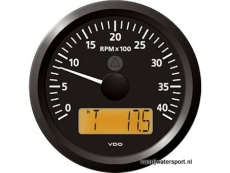 Toeren - uren teller 4000 rpm zwart VDO/Veratron
