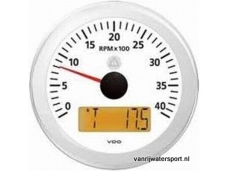Toeren - uren teller 4000 rpm wit VDO/Veratron