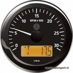 Toeren - uren teller 3000 rpm zwart VDO/Veratron