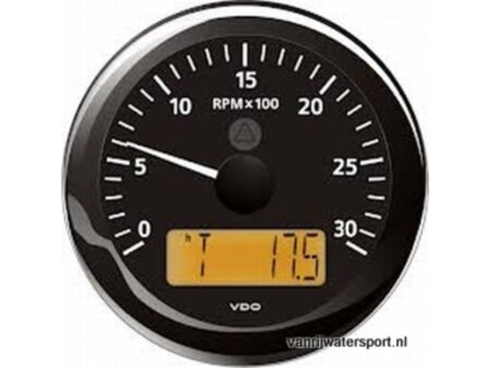 Toeren - uren teller 3000 rpm zwart VDO/Veratron