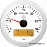 Toeren - uren teller 3000 rpm wit VDO/Veratron