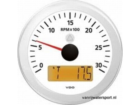 Toeren - uren teller 3000 rpm wit VDO/Veratron