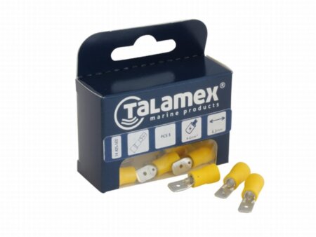 Draadklem plat male 6,3 mm blauw 6 stuks