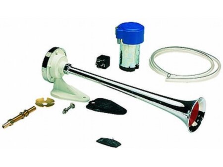 Scheepshoorn 12v 2-tonig, messing verchroomd