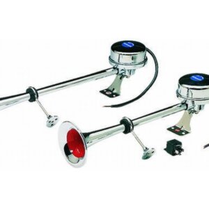 Scheepshoorn 1-toon 12v, messing verchroomd