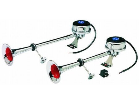 Scheepshoorn 1-toon 12v, messing verchroomd