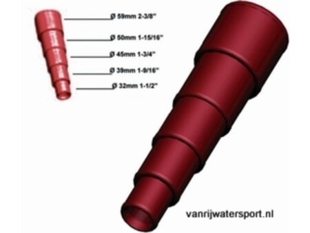 Verloopstuk voor slang, 32 naar 60 mm
