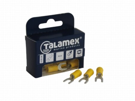 Draadklem vork 4,3 mm geel 4 stuks