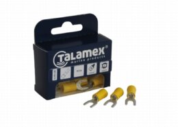 Draadklem vork 6,4 mm blauw 6 stuks