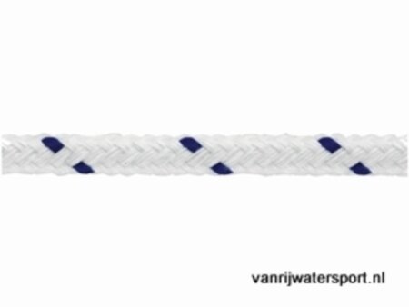 Spunolest polyester schoot 16 voudig 10 mm wit/blauw