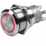 LED schakelaar aan/uit, rood 12v 22 mm
