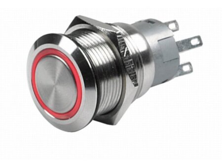 LED schakelaar aan/uit, rood 12v 22 mm