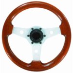 Stuurwiel 310 mm, aluminium/mahonie