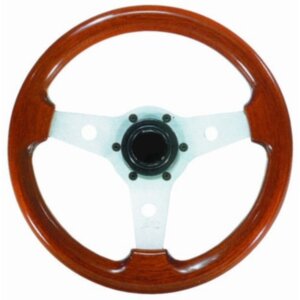 Stuurwiel 310 mm, aluminium/mahonie