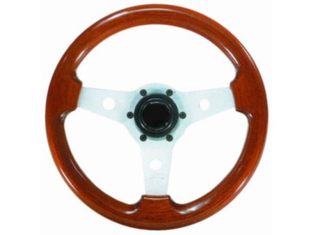Stuurwiel 310 mm, aluminium/mahonie
