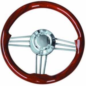 Stuurwiel 350 mm, RVS / mahonie