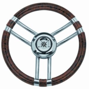 Stuurwiel 350 mm, RVS, wortelnotenlook