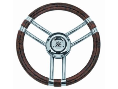 Stuurwiel 350 mm, RVS, wortelnotenlook