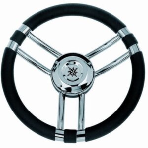 Stuurwiel 350 mm, RVS, zwart polyurethaan
