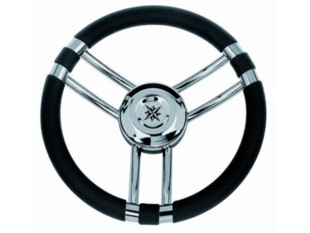 Stuurwiel 350 mm, RVS, zwart polyurethaan