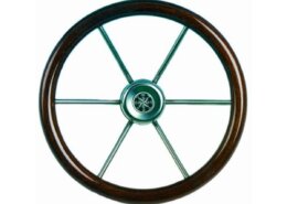 Stuurwiel 550 mm, RVS/ mahonie rand