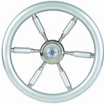 Stuurwiel 370 mm silver look /6-Spaaks RVS stuurwiel met silver look