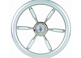 Stuurwiel 370 mm silver look /6-Spaaks RVS stuurwiel met silver look