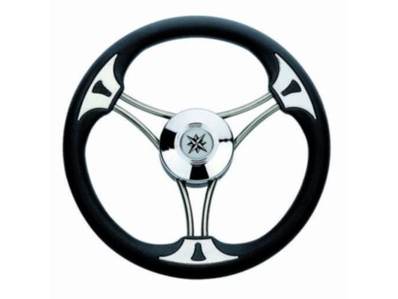 Stuurwiel 350 mm RVS vinyl rand zwart
