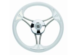 Stuurwiel 350 mm RVS vinyl rand wit