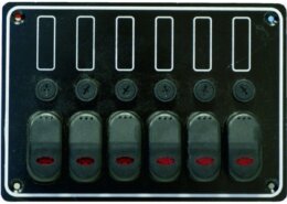 Schakelpaneel waterdicht 12 volt, 6 posities