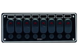 Schakelpaneel waterdicht 12 volt, 8 posities