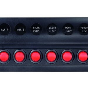 Schakelpaneel waterdicht 12V, 6 posities