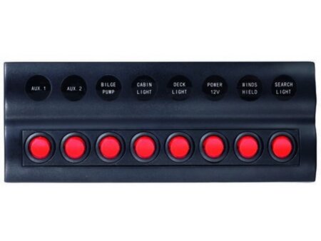 Schakelpaneel waterdicht 12 V, 8 posities