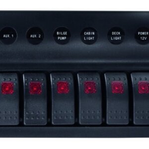 Schakelpaneel waterdicht 12 V, 6 posities