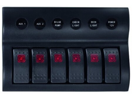 Schakelpaneel waterdicht 12 V, 6 posities
