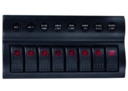 Schakelpaneel waterdicht 12 V, 8 posities