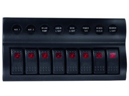 Schakelpaneel waterdicht 12 V, 8 posities