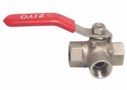 Kogelkraan 3-weg L-boring vernikkeld 1"