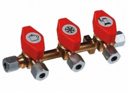 Gaskraan verdeelblok met drie kranen
