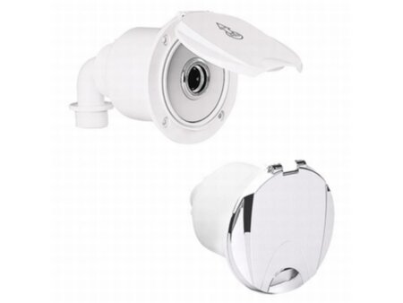 Dekaansluiting haaks voor dekwaspomp met verchroomd deksel