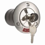 Dekvuldop 38 mm Petrol", RVS met slot"