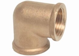 Messing bocht 90 graden 1/4" binnendraad